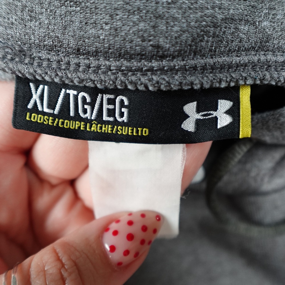 Under Armour Hoodie Mens Extra Large Gray Loose Fit Pullover Sweatshirt - Picture 3 of 9